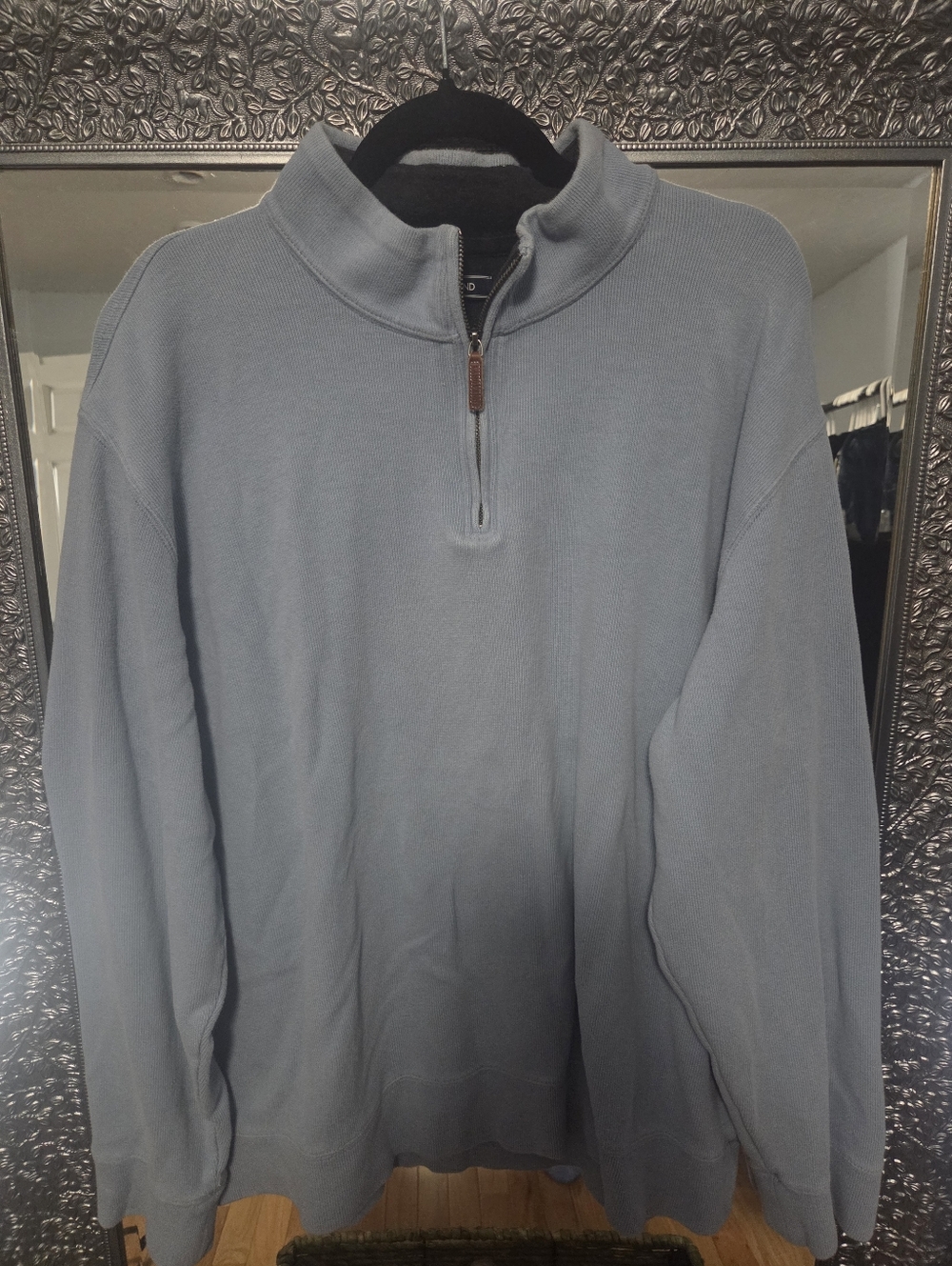 Lands End Men's Light Blue Quarter-Zip Sweater